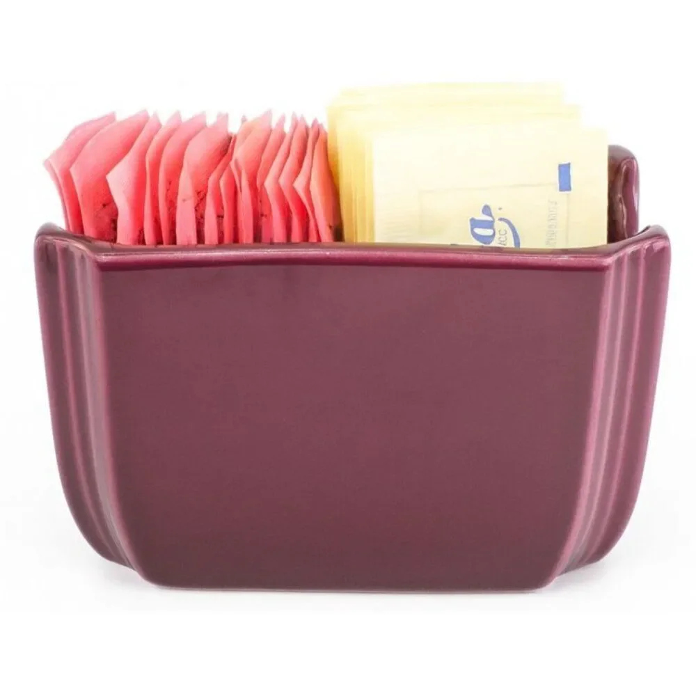 Fiestaware Fiesta Sugar Packet Sweetener Caddy Organizer Cards Ceramic Mulberry